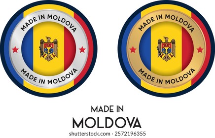 Made in Moldova. Premium labels, stickers, pointer, badge and symbol of Moldova flag icon. Collection vector illustration