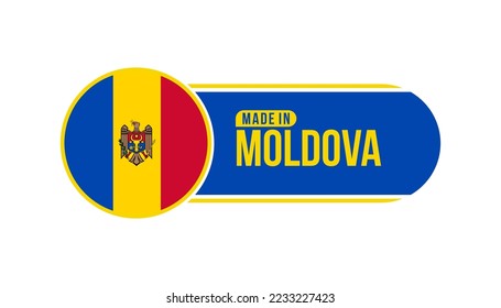 Made in Moldova. Product packaging label with Moldova flag. Vector illustration