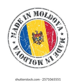 Made in Moldova stamp scratched flag badge logo vector illustration