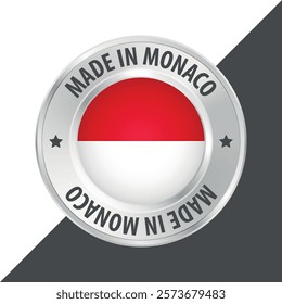 Made in Monaco badge logo flag sticker 3d vector illustration isolated on white