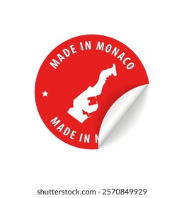 Made in Monaco - Country Map Sticker. Best Quality. Original Product. Vector illustration.