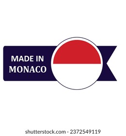 Made In Monaco. Flag, banner icon, design, sticker