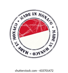 Made in Monaco grunge rubber stamp with flag