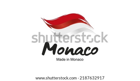 Made in Monaco handwritten flag ribbon typography lettering logo label banner