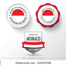 Made in Monaco icon set isolated on white background ,for infographics and banner templates : Vector Illustration