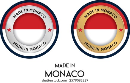 Made in Monaco. Premium labels, stickers, pointer, badge and symbol of Monaco flag icon. Collection vector illustration