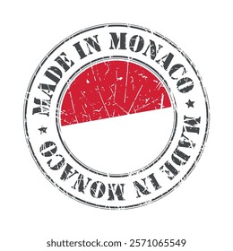 Made in Monaco stamp scratched flag badge logo vector illustration