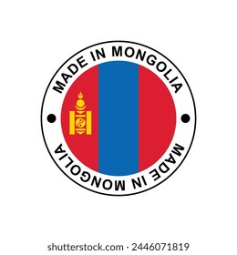 MADE IN MONGOLIA  circle stamp with flag on white background vector illustration