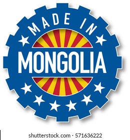 Made in Mongolia flag color stamp. Vector illustration