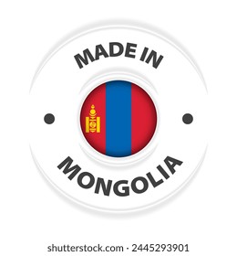 Hecho en Mongolia gráfico y etiqueta. Elemento de impacto para el uso que quieres hacer de él.