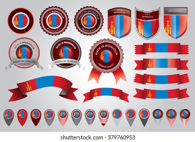 Made in Mongolia Seal, Mongolian Flag (Vector Art)