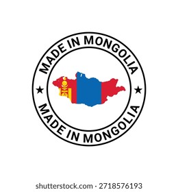 Hecho en Mongolia Plantilla de diseño de sello con elemento de mapa