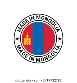 Sello hecho en Mongolia con bandera