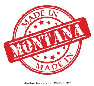 Made in Montana red rubber stamp illustration vector on white background