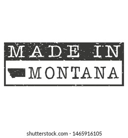 Made In Montana. Stamp Rectangle Map. Logo Icon Symbol. Design Certificated.