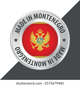 Made in Montenegro badge logo flag sticker 3d vector illustration isolated on white