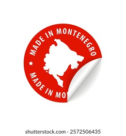 Made in Montenegro - Country Map Sticker. Best Quality. Original Product. Vector illustration.