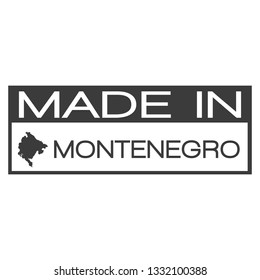 Made In Montenegro. Stamp Rectagle Map. Logo Icon Symbol. Design Certificated.