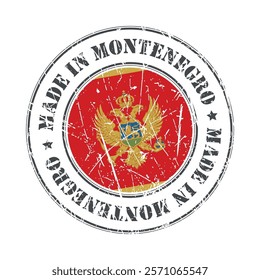 Made in Montenegro stamp scratched flag badge logo vector illustration