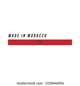 Hecho en Marruecos, placa o etiqueta con bandera aislada en fondo blanco
