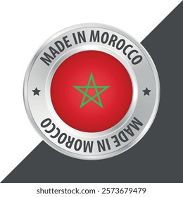 Made in Morocco badge logo flag sticker 3d vector illustration isolated on white