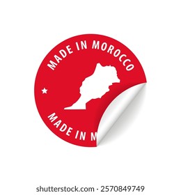 Made in Morocco - Country Map Sticker. Best Quality. Original Product. Vector illustration.