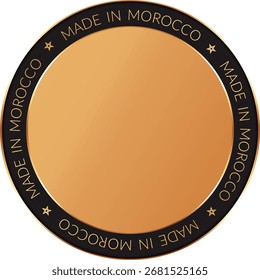 made in Morocco - Anuncio de Botón redondo de color dorado con marco negro - insignia dorada