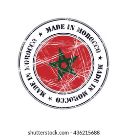 Made in Morocco grunge rubber stamp with flag