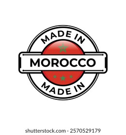 Made in Morocco label icon emblem isolated on white background. Vector quality logo emblem design element. Vector illustration
