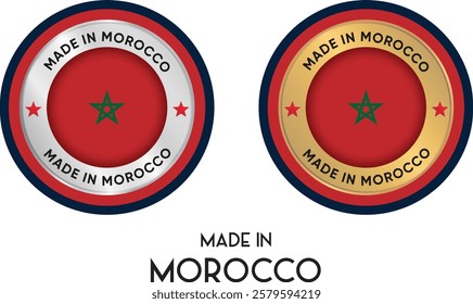 Made in Morocco. Premium labels, stickers, pointer, badge and symbol of Morocco flag icon. Collection vector illustration