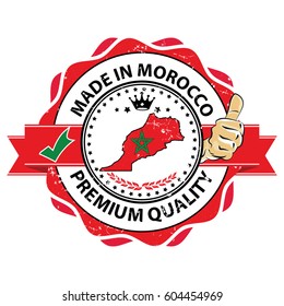 Made in Morocco. Premium quality  grunge printable stamp, label  sign with national flag colors. Print colors used