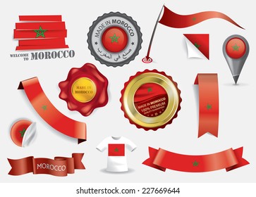 Made in Morocco Seal Collection, Moroccan Flag, Location, Travel (vector Art)