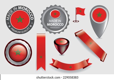 Made in Morocco Seal Collection, Moroccan Flag, Red, Star (vector Art) 
