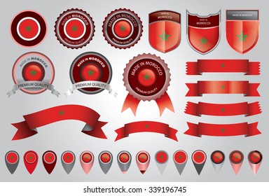 Made in Morocco Seal, Moroccan Flag (Vector Art)