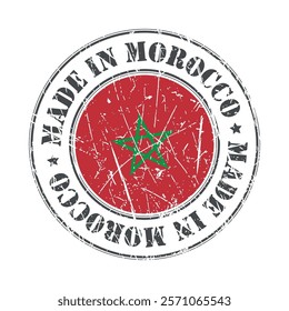 Made in Morocco stamp scratched flag badge logo vector illustration