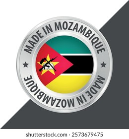 Made in Mozambique badge logo flag sticker 3d vector illustration isolated on white