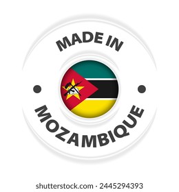 Hecho en Mozambique gráfico y etiqueta. Elemento de impacto para el uso que quieres hacer de él.