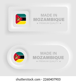 Made in Mozambique neumorphic graphic and label. Element of impact for the use you want to make of it.