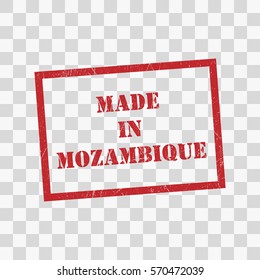 made in Mozambique text rubber seal stamp watermark. Caption inside rounded rectangular banner with grunge design and dirty texture. Slanted vector ink sticker on transparent background