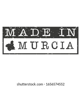 Made In Murcia, Spain. Stamp Rectangle Map. Logo Icon Symbol. Design Certificated Vector.