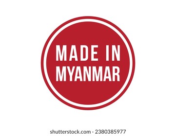 Made in Myanmar (Birmania) diseño de pancartas rojas ilustración vectorial
