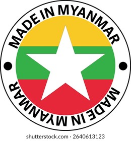 Made in Myanmar stamp scratched flag badge logo vector illustration