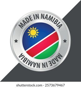 Made in Namibia badge logo flag sticker 3d vector illustration isolated on white