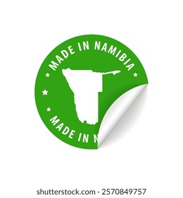 Made in Namibia - Country Map Sticker. Best Quality. Original Product. Vector illustration.