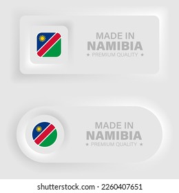 Made in Namibia neumorphic graphic and label. Element of impact for the use you want to make of it.