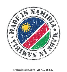 Made in Namibia stamp scratched flag badge logo vector illustration