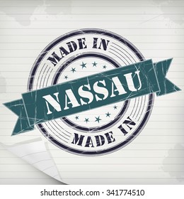 Made in Nassau vector rubber stamp on grunge paper