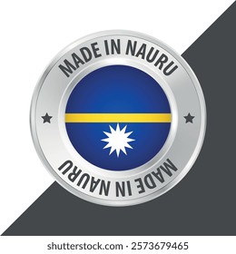 Made in Nauru badge logo flag sticker 3d vector illustration isolated on white