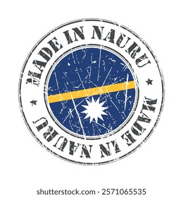 Made in Nauru stamp scratched flag badge logo vector illustration