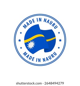 Feito em Nauru selo, adesivo. Ilustração vetorial.